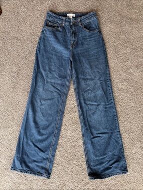 H&M High Waisted Wide Leg Jeans | Dark Wash Denim | Size 6